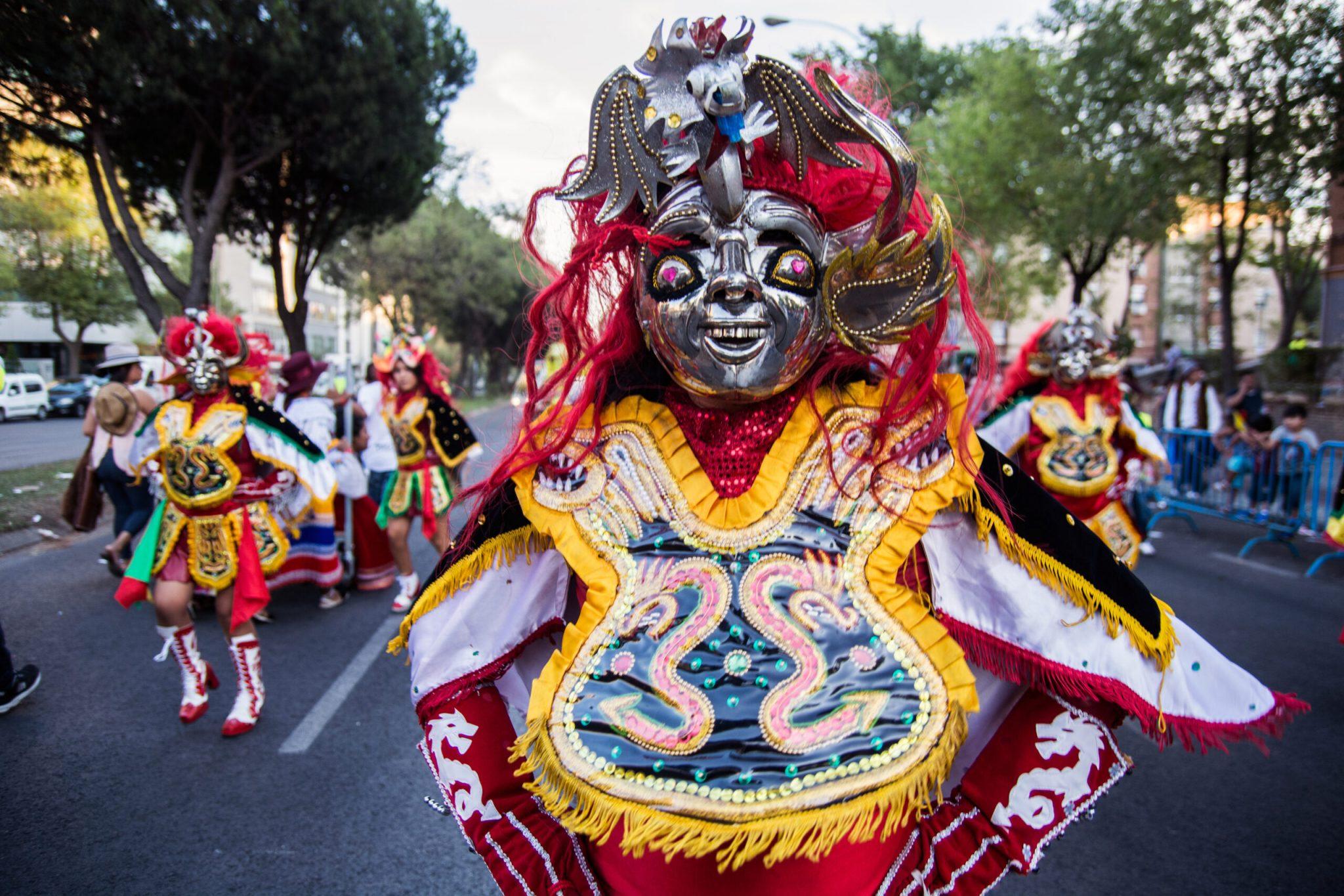 People dressed with traditional clothes celebrating Ecuador National Day in Madrid. Photo and story credits by Marcos del Mazo