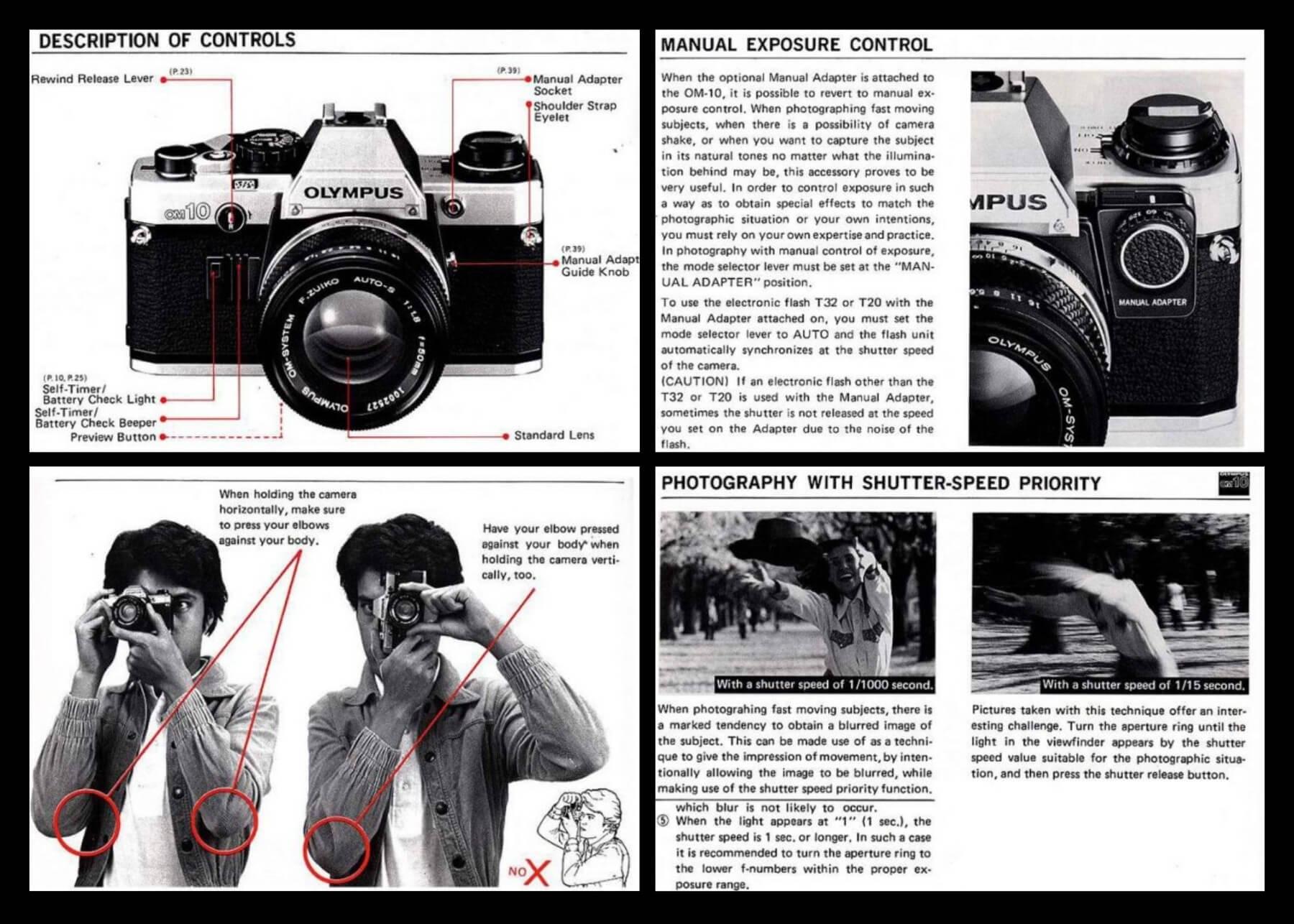 Images from the Olympus OM10 manual