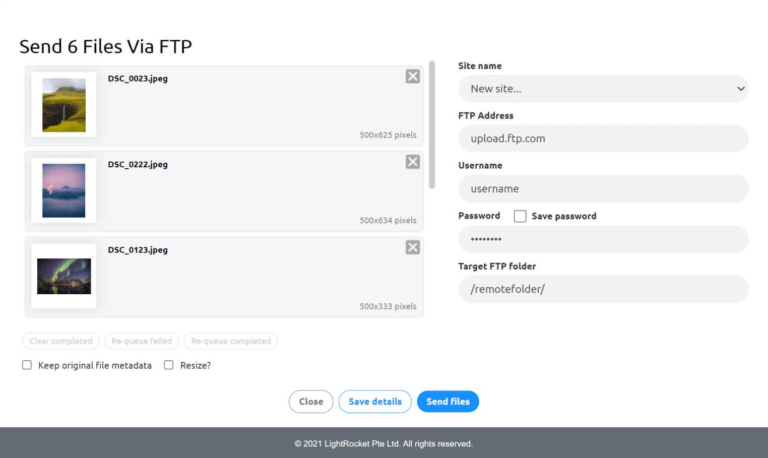 Send via FTP