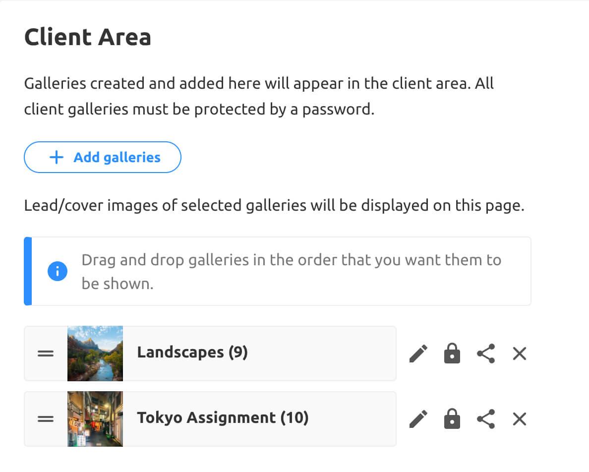 Password proteced client area