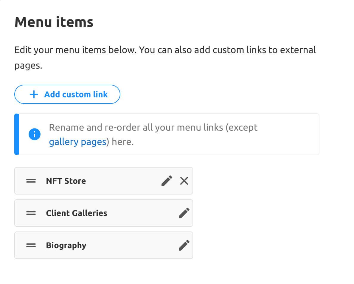 Custom Menu Links