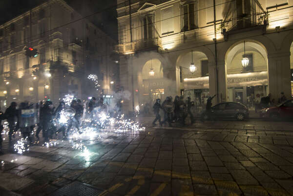 Clashes Police against Students G7 Turin
